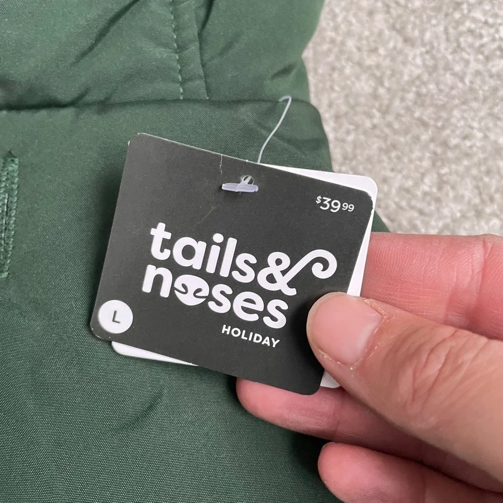 Tails & Noses Holiday Pet Dog Jacket Coat Green Size Large NWT